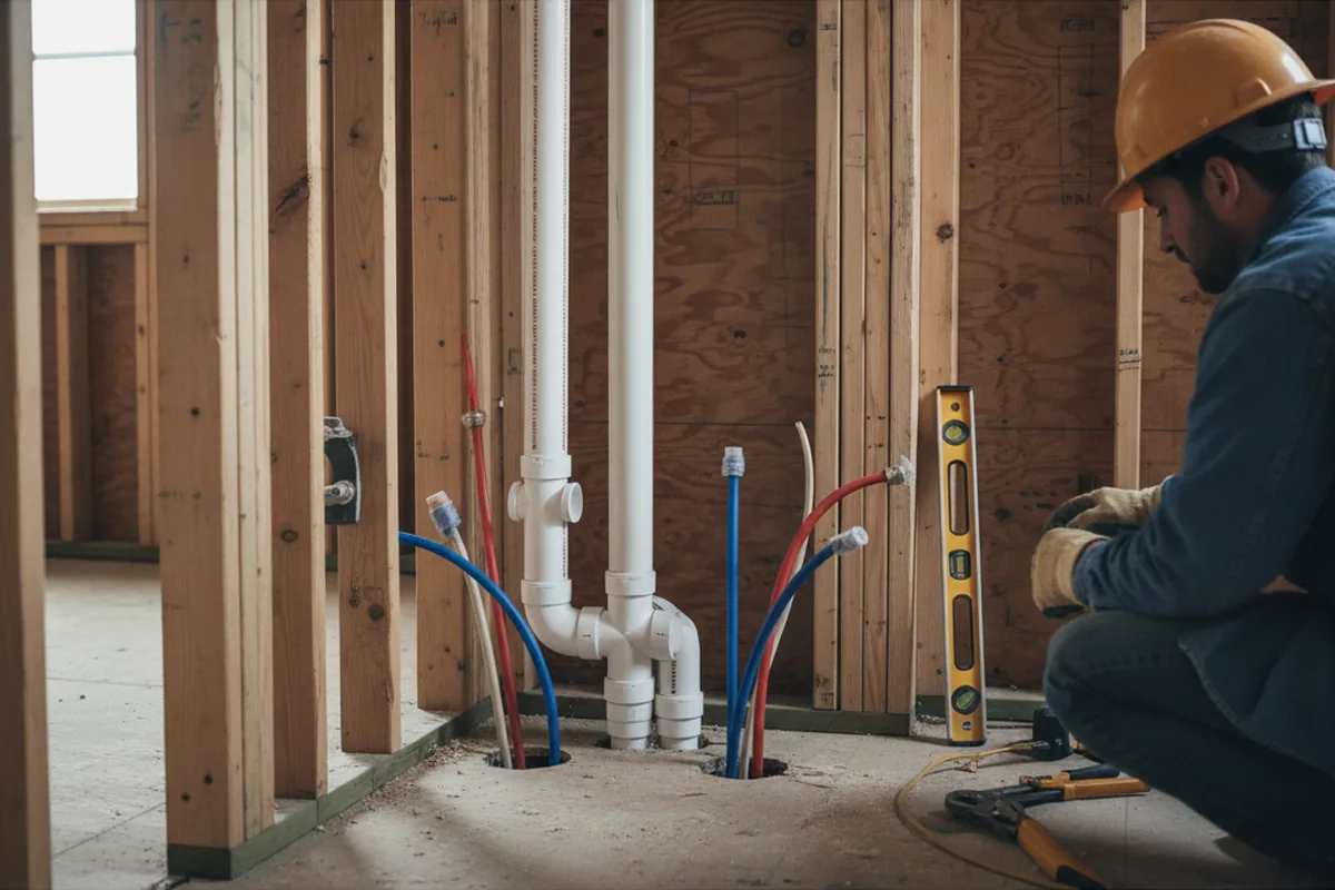 Drain and supply rough-in during Leak Detection in Buffalo